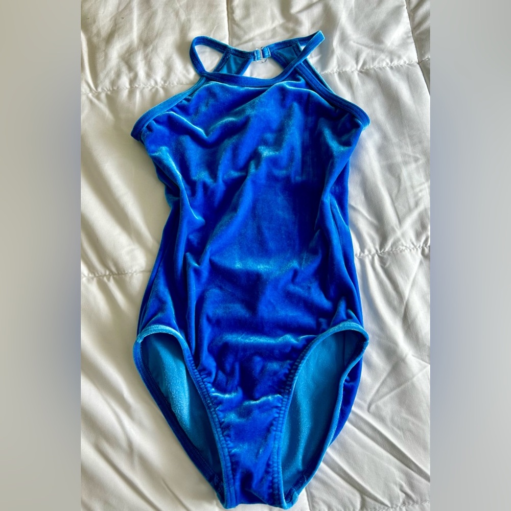 Blue velour dance leotard
